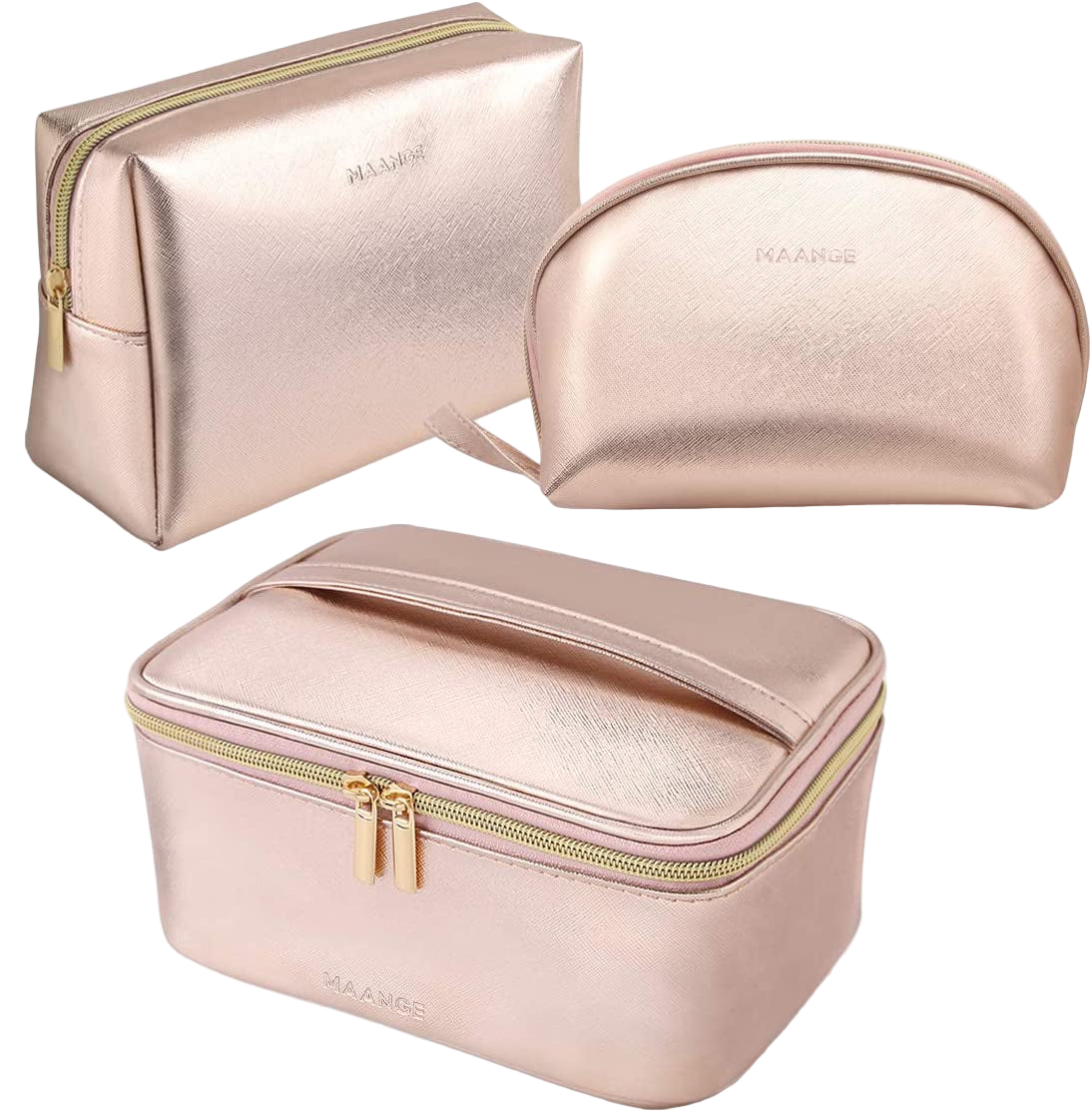 Heavenly Gadget Rose Gold Trio Travel Makeup Bags