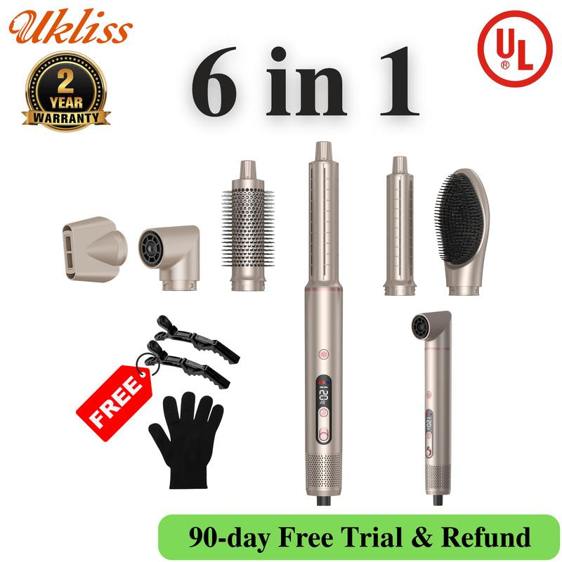 【NEW LAUNCH】UKLISS Fusionair DIY Hairstyler 8 in 1 Champagne Gold 90-Day Free Trial & Refund 2 Year Warranty 110000RPM Hairdryer + Haircurler + Hairstraightener + Hotairbrush + Lowtemperaturehaircare + Negativeions + Blowoutboost + Hairdiffuser + Fluffier