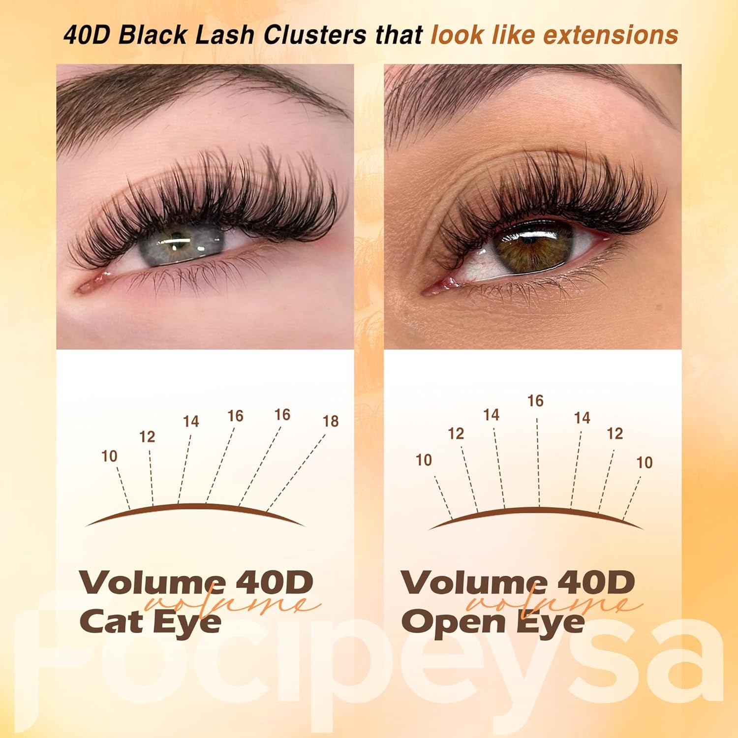 Thick Lash Extension Kit Full Volume Lash Clusters 40P Eyelash Extension Kit DIY Lash Extension Kit with Bond and Seal Glue, Lash Applicator DIY at Home for Beginner (40P 10-18MM)