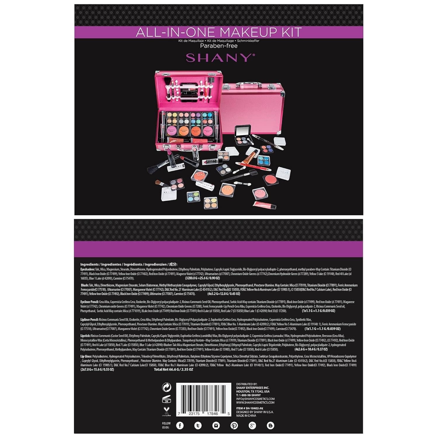 Carry All Makeup Train Case with Pro Makeup Set, Makeup Brushes, Lipsticks, Eye Shadows, Blushes, Powders, and More - Reusable Makeup Storage Organizer - Premium Gift Packaging - Pink