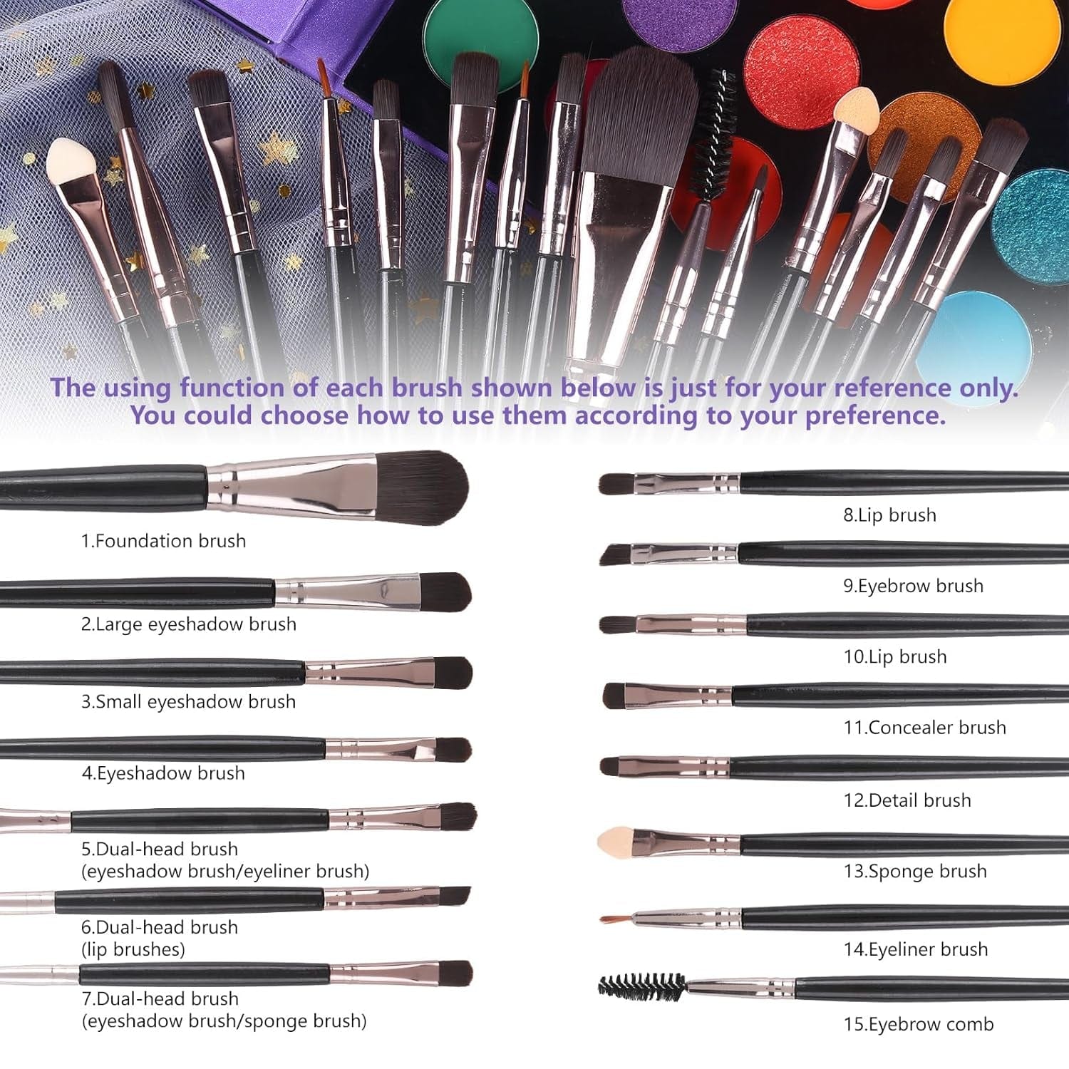 Eyeshadow Palette with 15Pcs Brushes Makeup Set, Pigmented 86 Colors Make up Sets Valentine&