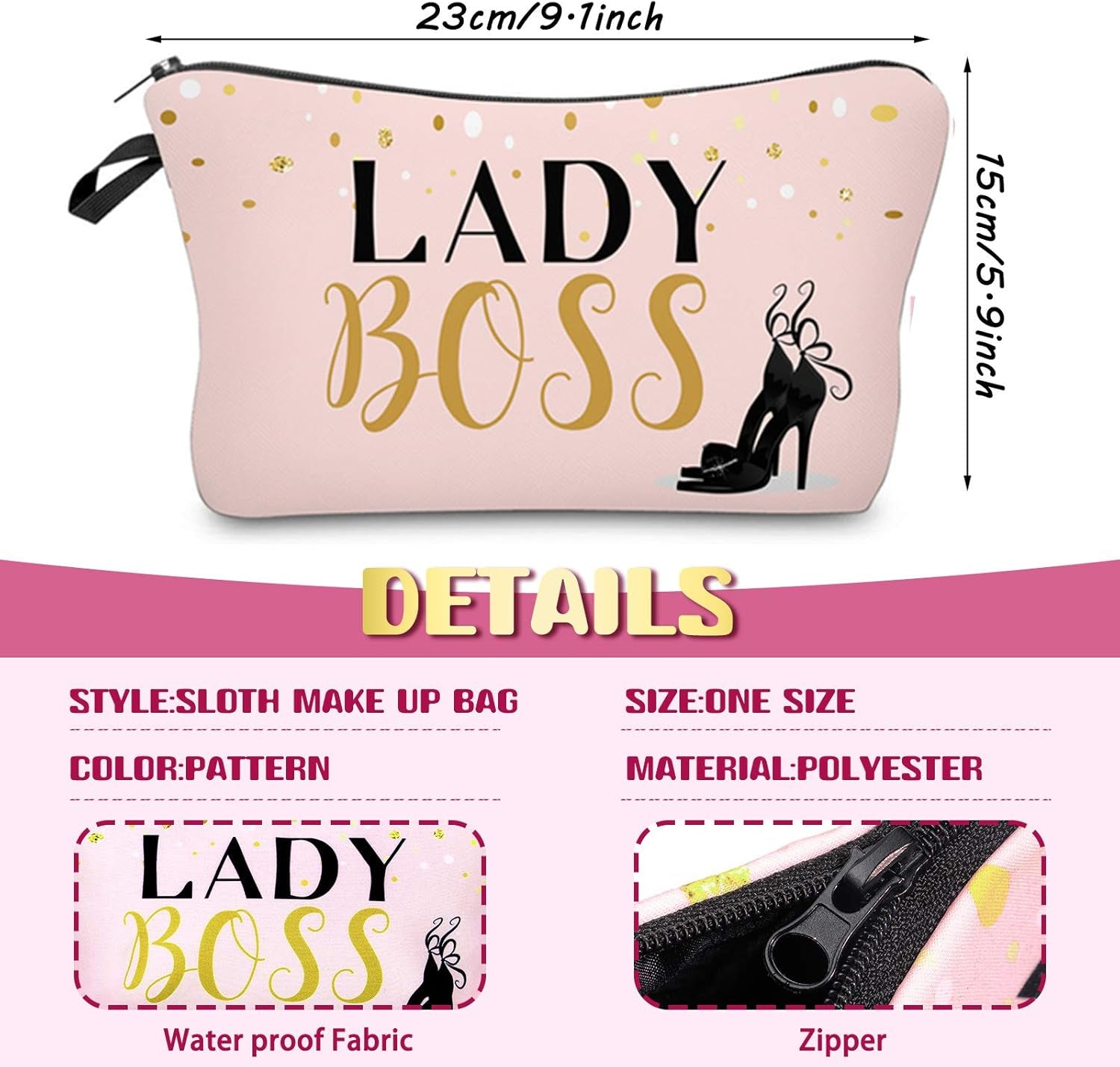Heavenly Gadget Black, Gold And Pink Style Alphabet Cosmetic Bag Set - 10PC Lettered Makeup Pouches