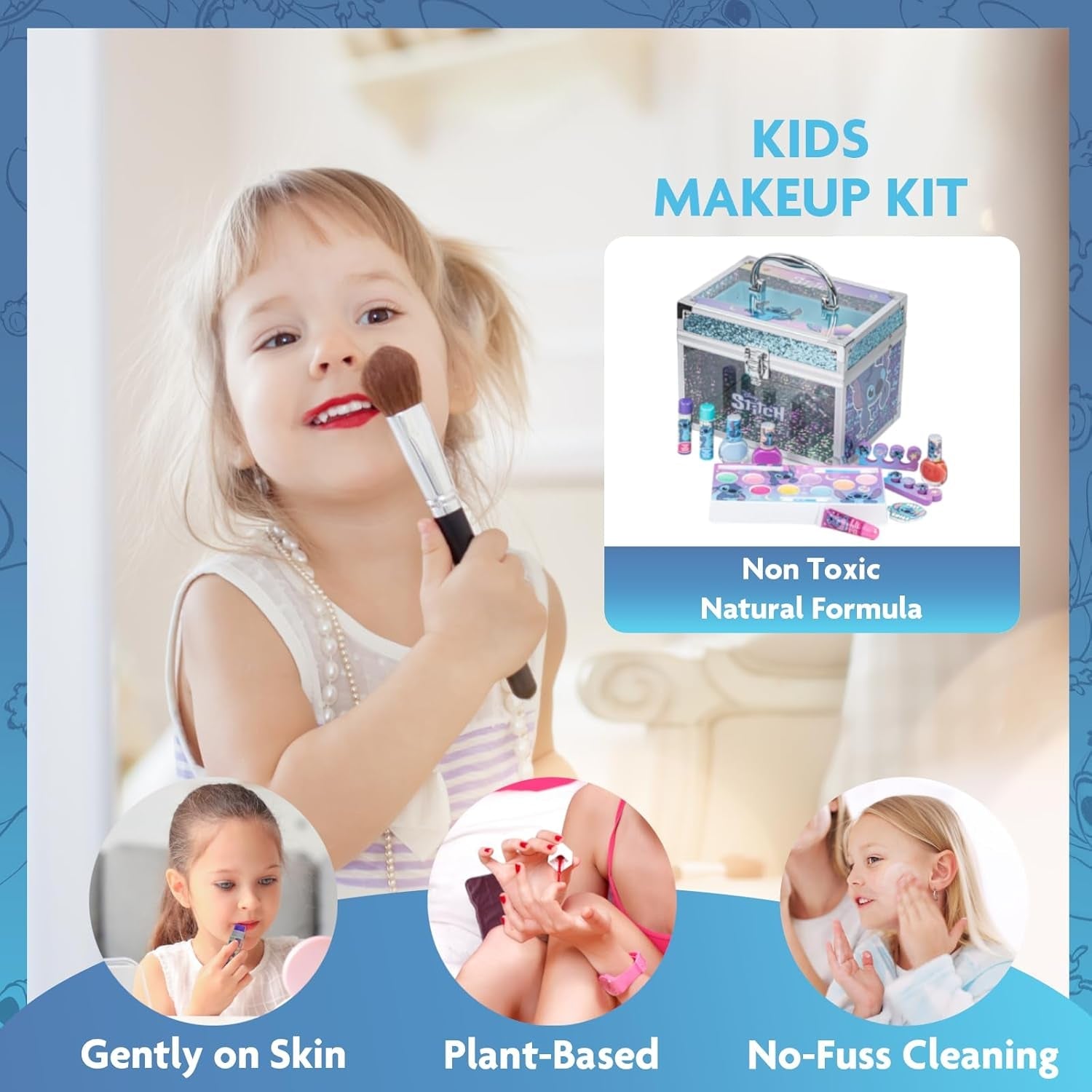 Heavenly Gadget Stitch Stitch Play Makeup Kit – Washable & Safe for Kids (Ages 3+)