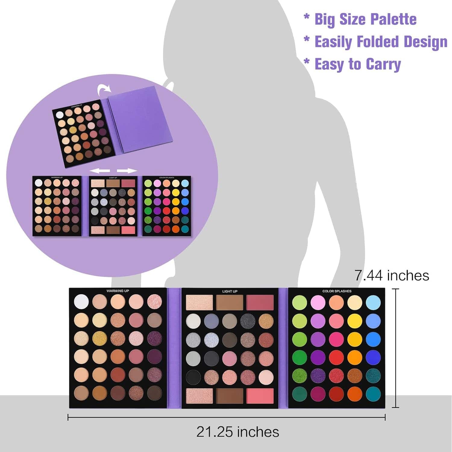 Eyeshadow Palette with 15Pcs Brushes Makeup Set, Pigmented 86 Colors Make up Sets Valentine&