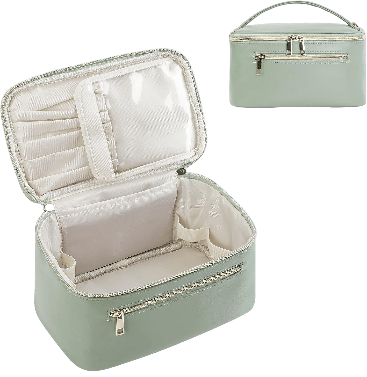 Sage Vegan Leather Makeup Organizer