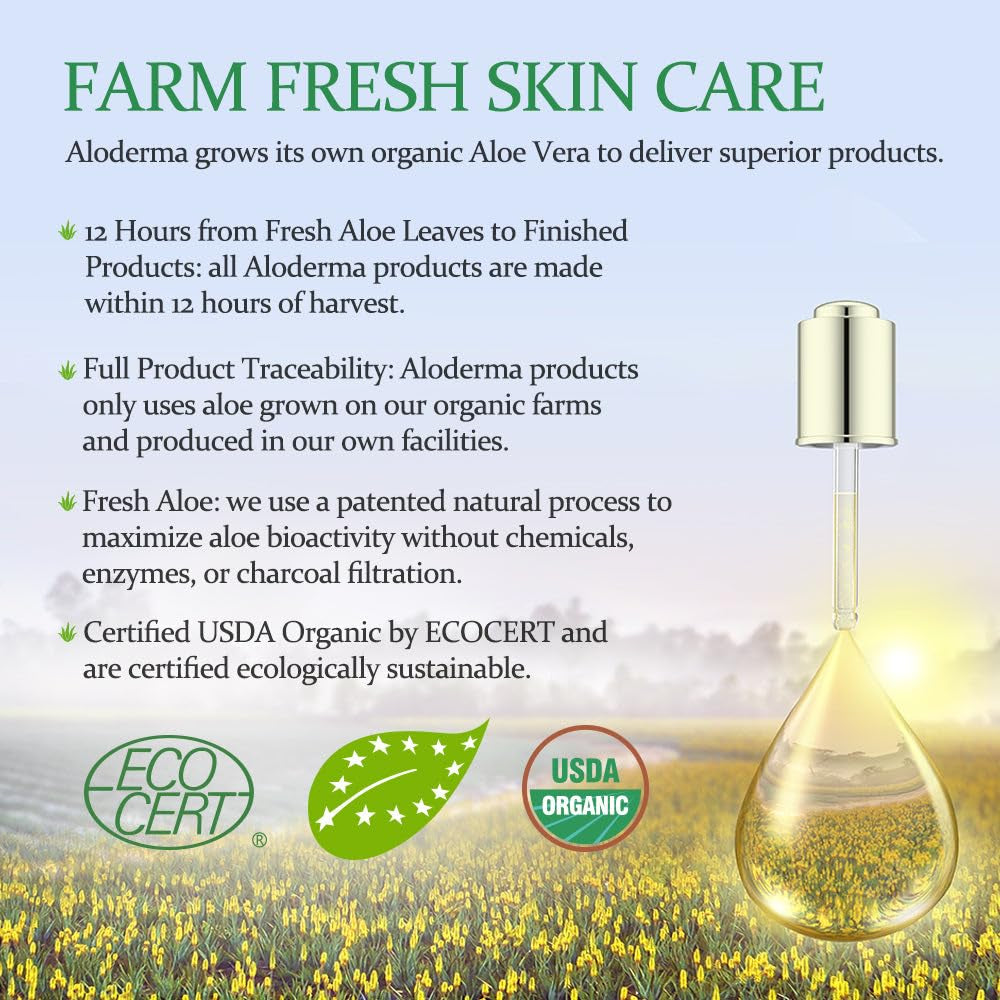 Organic Aloe Vera Gel for Face &amp; Body, 96% Pure Aloe Gel Made within 12 Hours of Harvest, Ideal for Skin, Scalp, &amp; Hair Hydration, Calming Moisturizer for Soothing after Sun Care, 7.05Oz