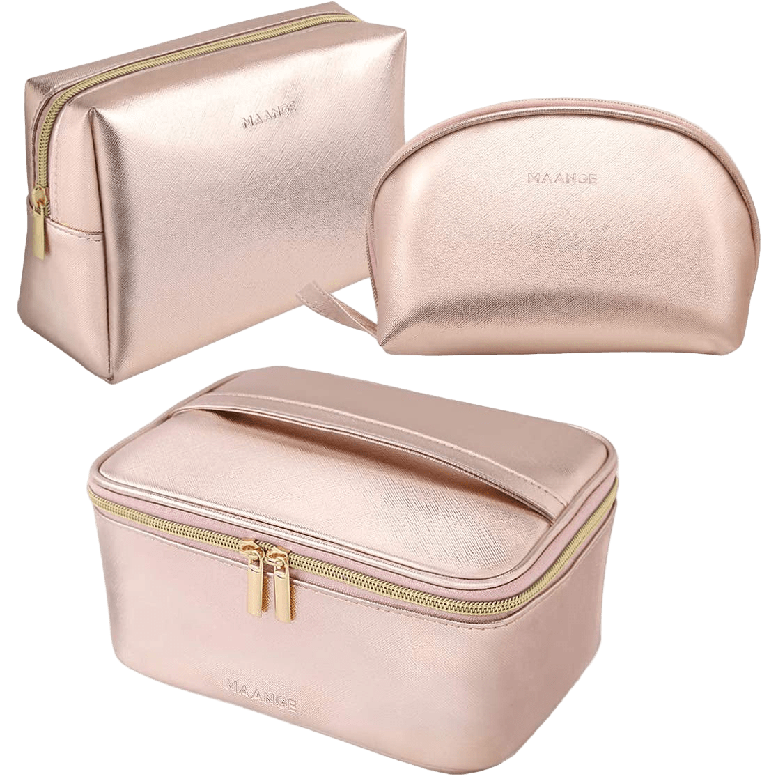 Rose Gold Trio Travel Makeup Bags