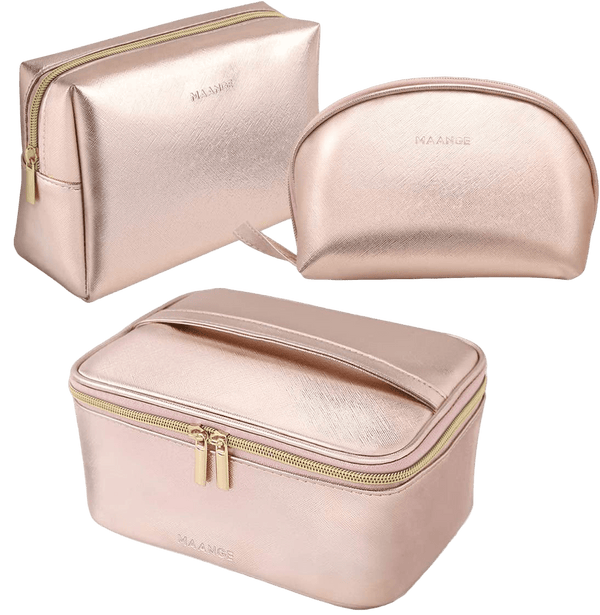 Rose Gold Trio Travel Makeup Bags