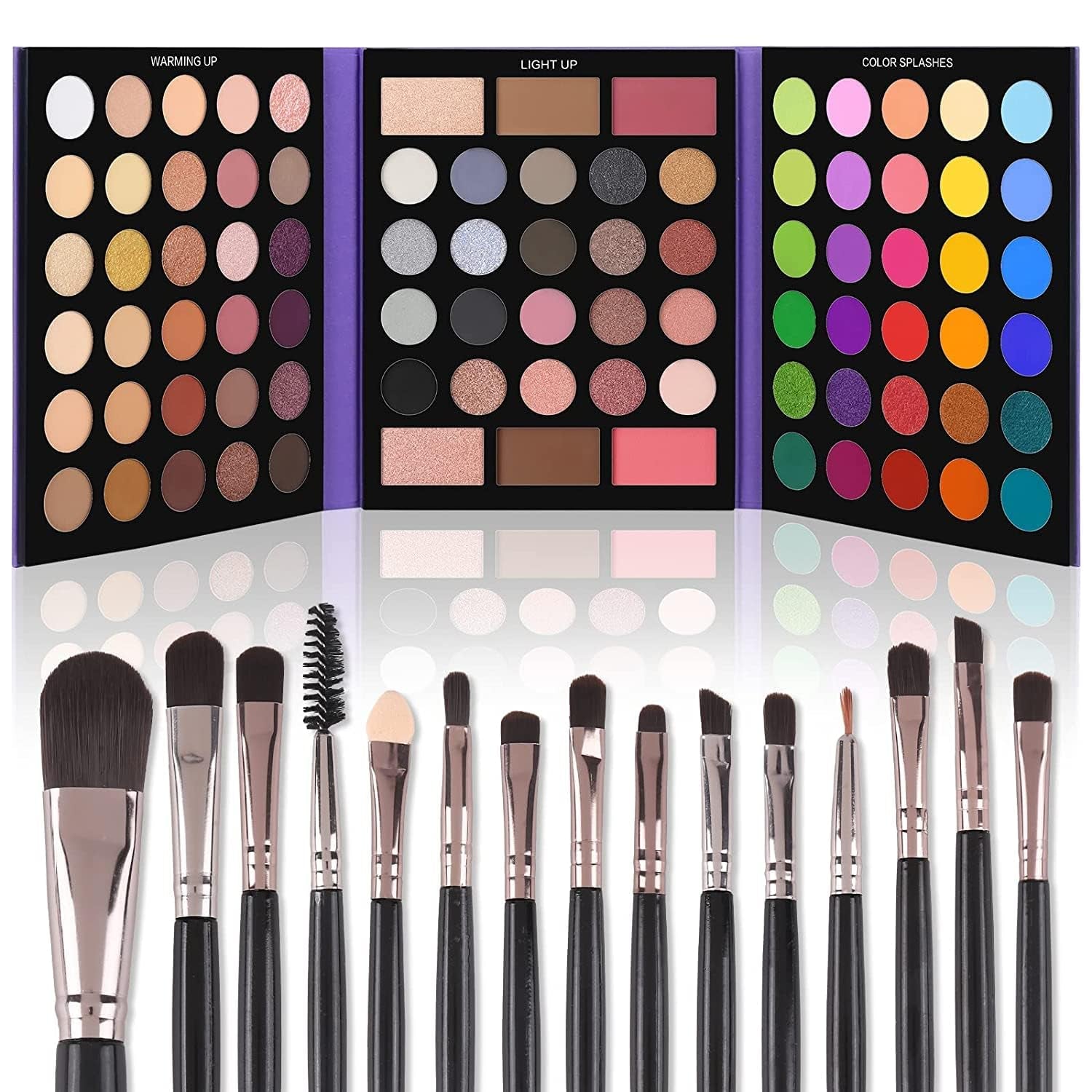 Eyeshadow Palette with 15Pcs Brushes Makeup Set, Pigmented 86 Colors Make up Sets Valentine&
