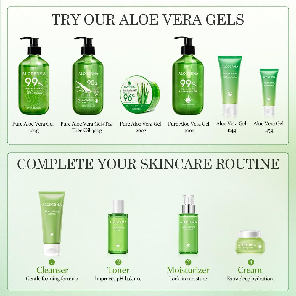 Organic Aloe Vera Gel for Face &amp; Body, 96% Pure Aloe Gel Made within 12 Hours of Harvest, Ideal for Skin, Scalp, &amp; Hair Hydration, Calming Moisturizer for Soothing after Sun Care, 7.05Oz