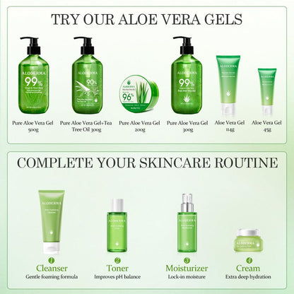 Organic Aloe Vera Gel for Face &amp; Body, 96% Pure Aloe Gel Made within 12 Hours of Harvest, Ideal for Skin, Scalp, &amp; Hair Hydration, Calming Moisturizer for Soothing after Sun Care, 7.05Oz