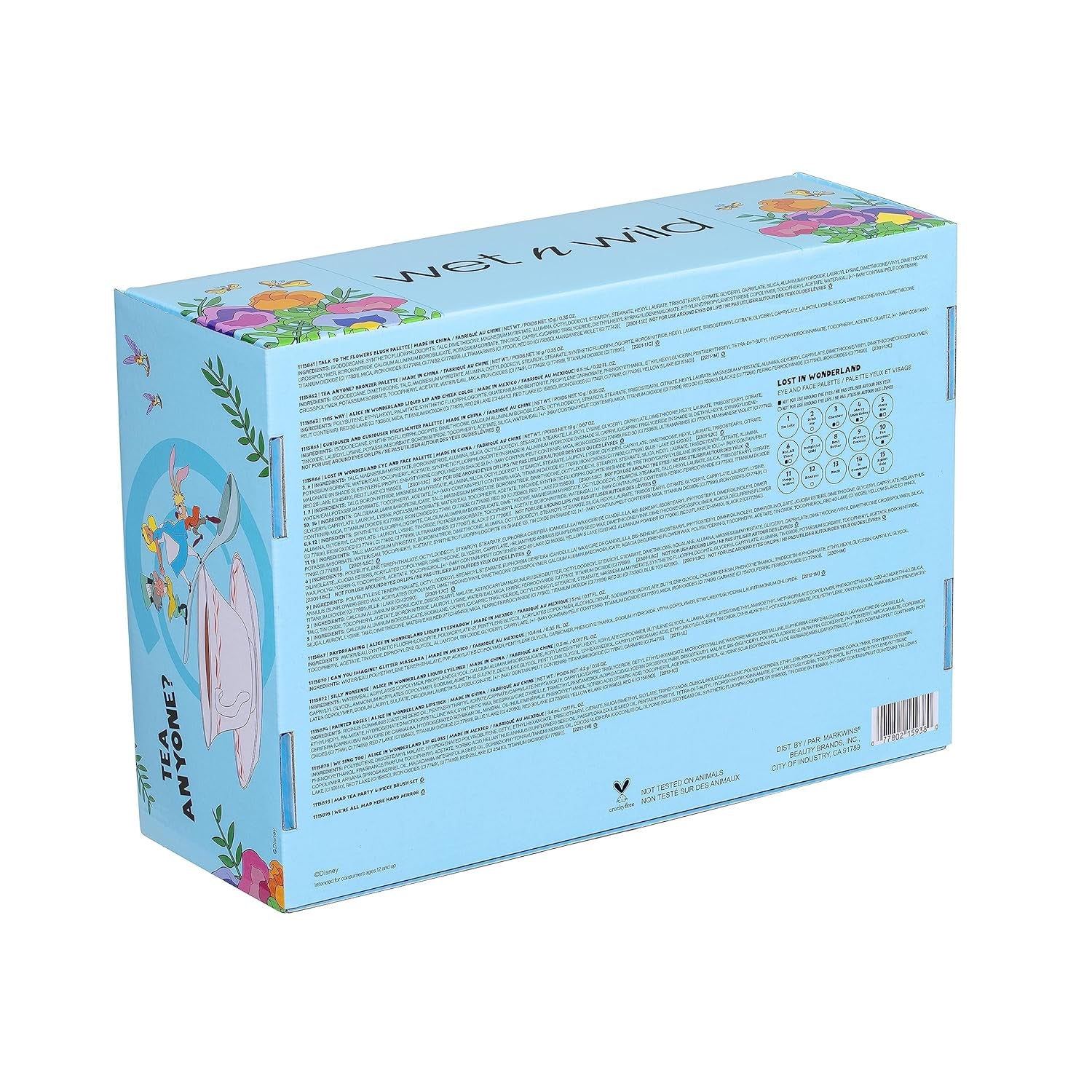 Alice in Wonderland PR Box - Makeup Set with Versatile Brushes, Buildable &amp; Blendable Palettes, Vibrant Colors, &amp; Lip Glosses for Unique Looks, Cruelty-Free &amp; Vegan
