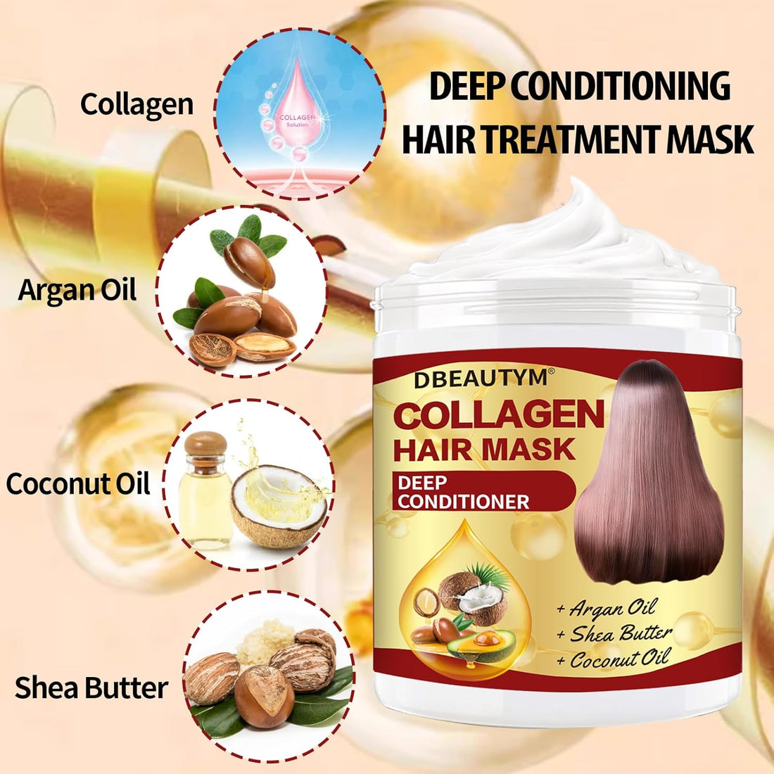Collagen Hair Treatment Hair Mask &amp; Hair Growth Serum,Deep Conditioner Hydrating Hair Mask for Dry Damaged Hair,Hair Growth Oil for Hair Loss,Natural Hair Regrowth Treatment for Men and Women