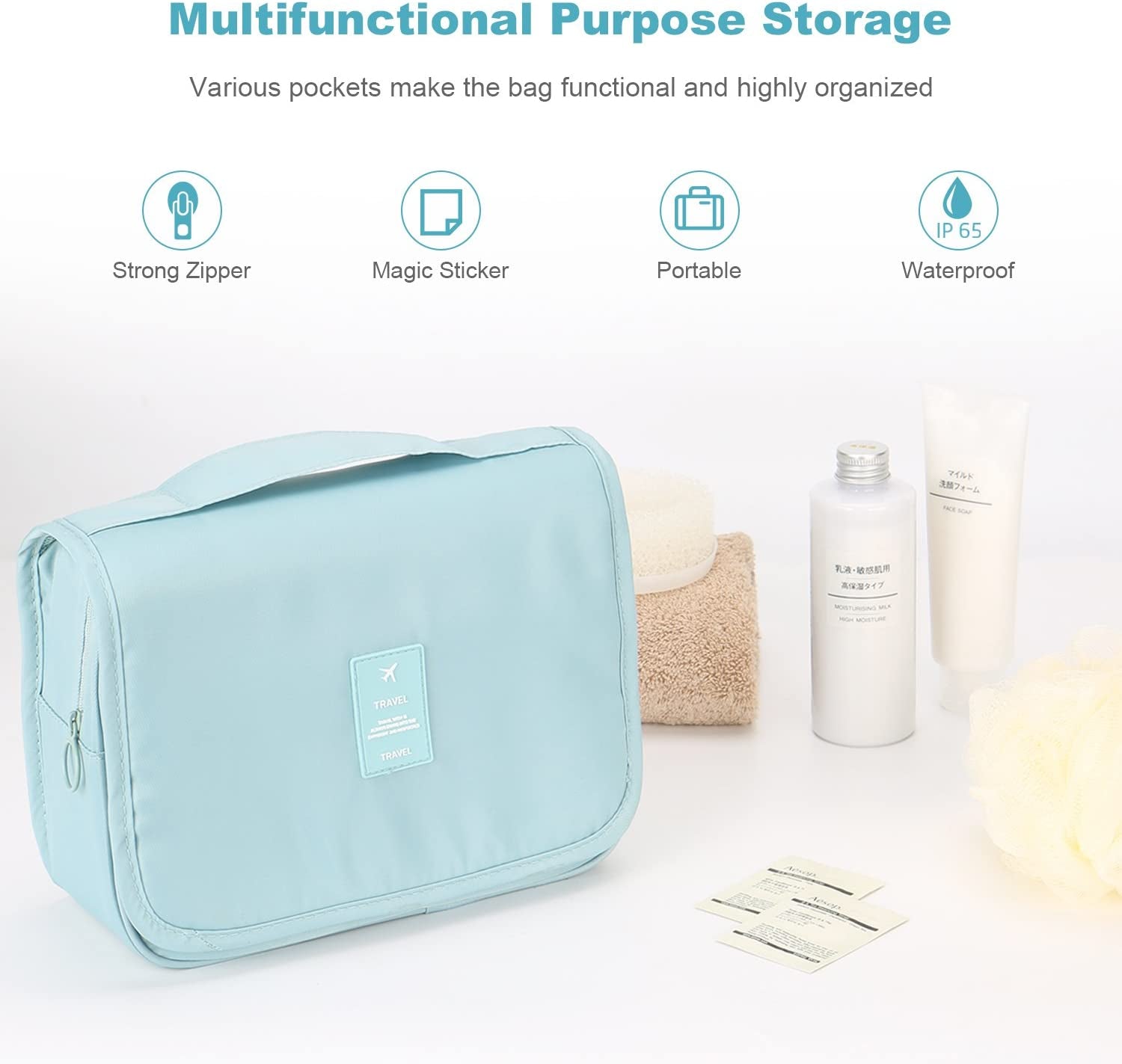 Hanging Toiletry Bag - Large Cosmetic Makeup Travel Organizer for Men &amp; Women with Sturdy Hook