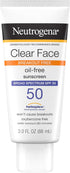 Clear Face Sunscreen Lotion for Acne-Prone Skin, Broad Spectrum SPF 50 Facial Sunscreen for Oily Skin, Oil-, Fragrance- & Oxybenzone-Free Water Resistant Sunscreen, 3 Fl. Oz