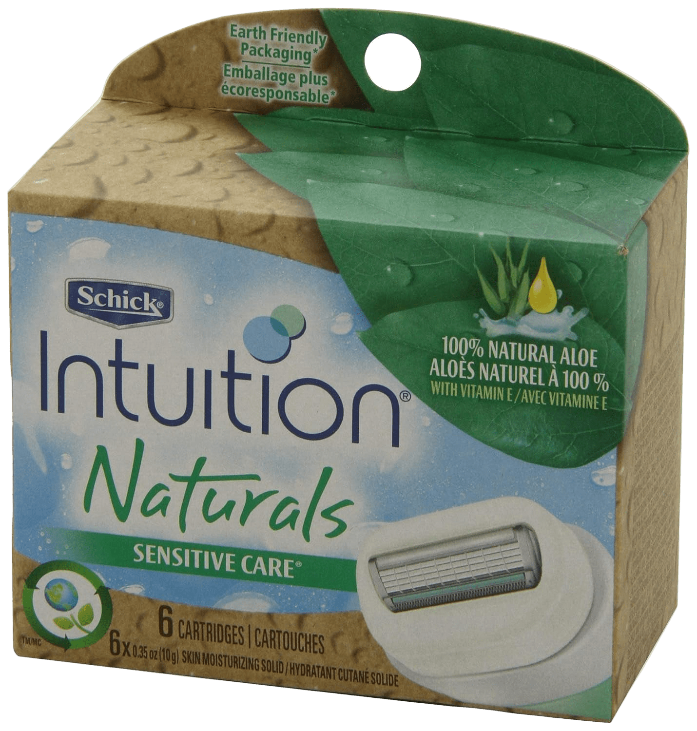 Sensitive Skin Razor Refills – 6 Blades with Organic Aloe Shield