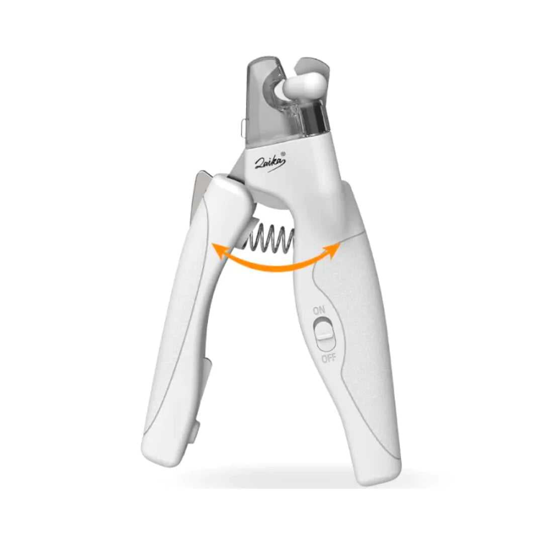 Stainless steel nail clippers with a curved cutting edge and textured lever for grip