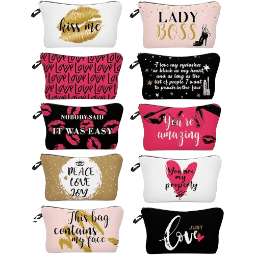 Alphabet Cosmetic Bag Set - 10PC Lettered Makeup Pouches