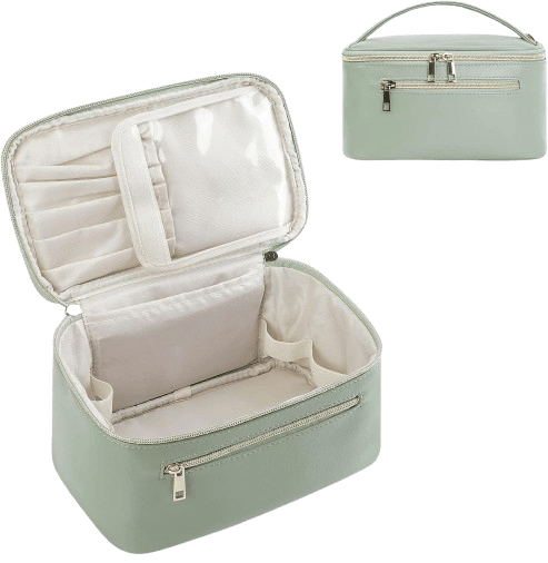 Sage Vegan Leather Makeup Organizer