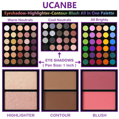 Eyeshadow Palette with 15Pcs Brushes Makeup Set, Pigmented 86 Colors Make up Sets Valentine&