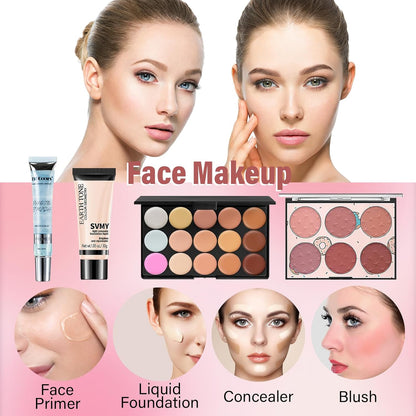 Makeup Set for Women, Makeup Kit for Beginners Teen Girls, Makeup Gift Set for Teens, Makeup Kit for Girls, Eyeshadow Palette, Lip Gloss, Face &amp; Eye Make Up