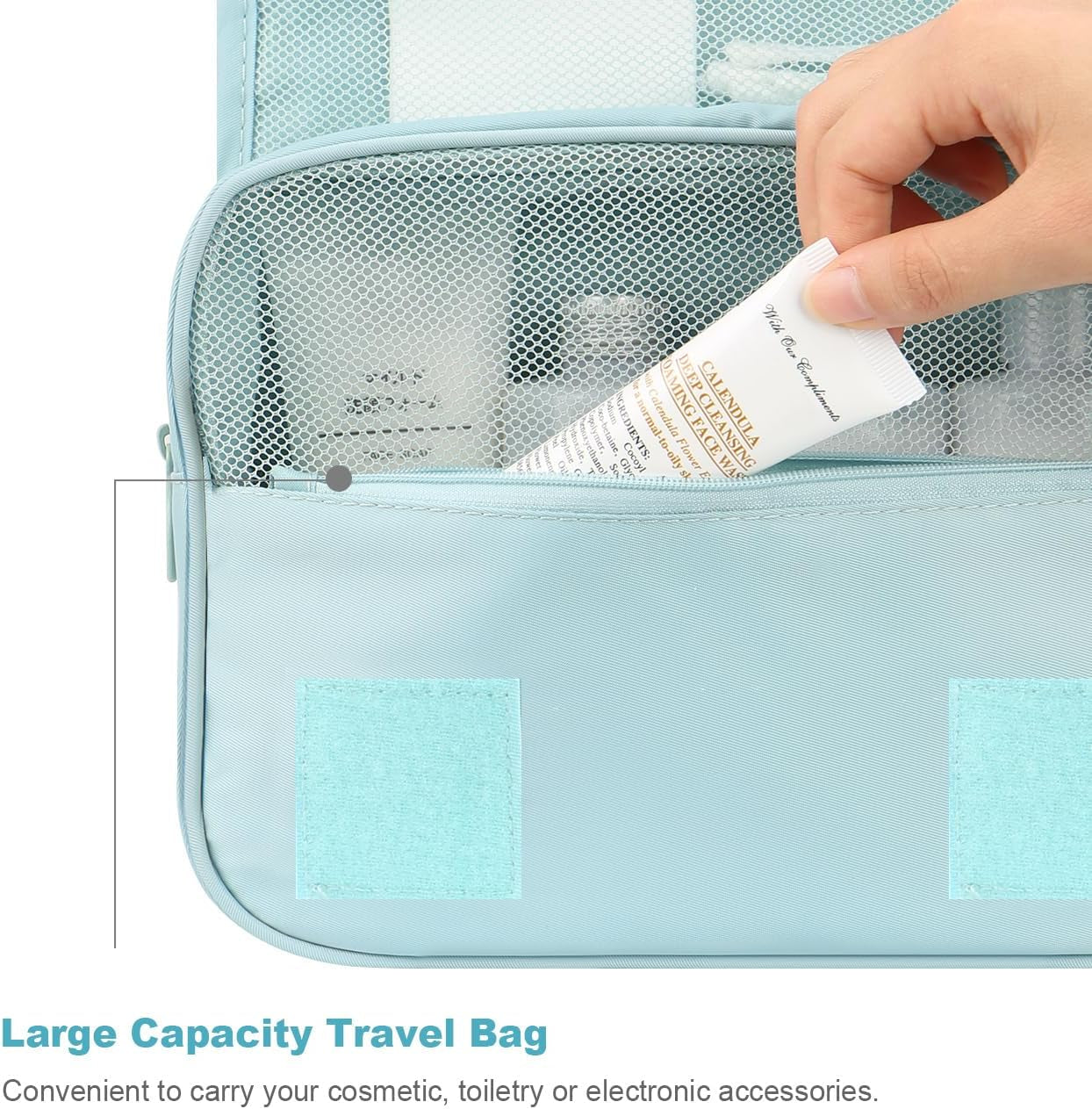 Hanging Toiletry Bag - Large Cosmetic Makeup Travel Organizer for Men &amp; Women with Sturdy Hook