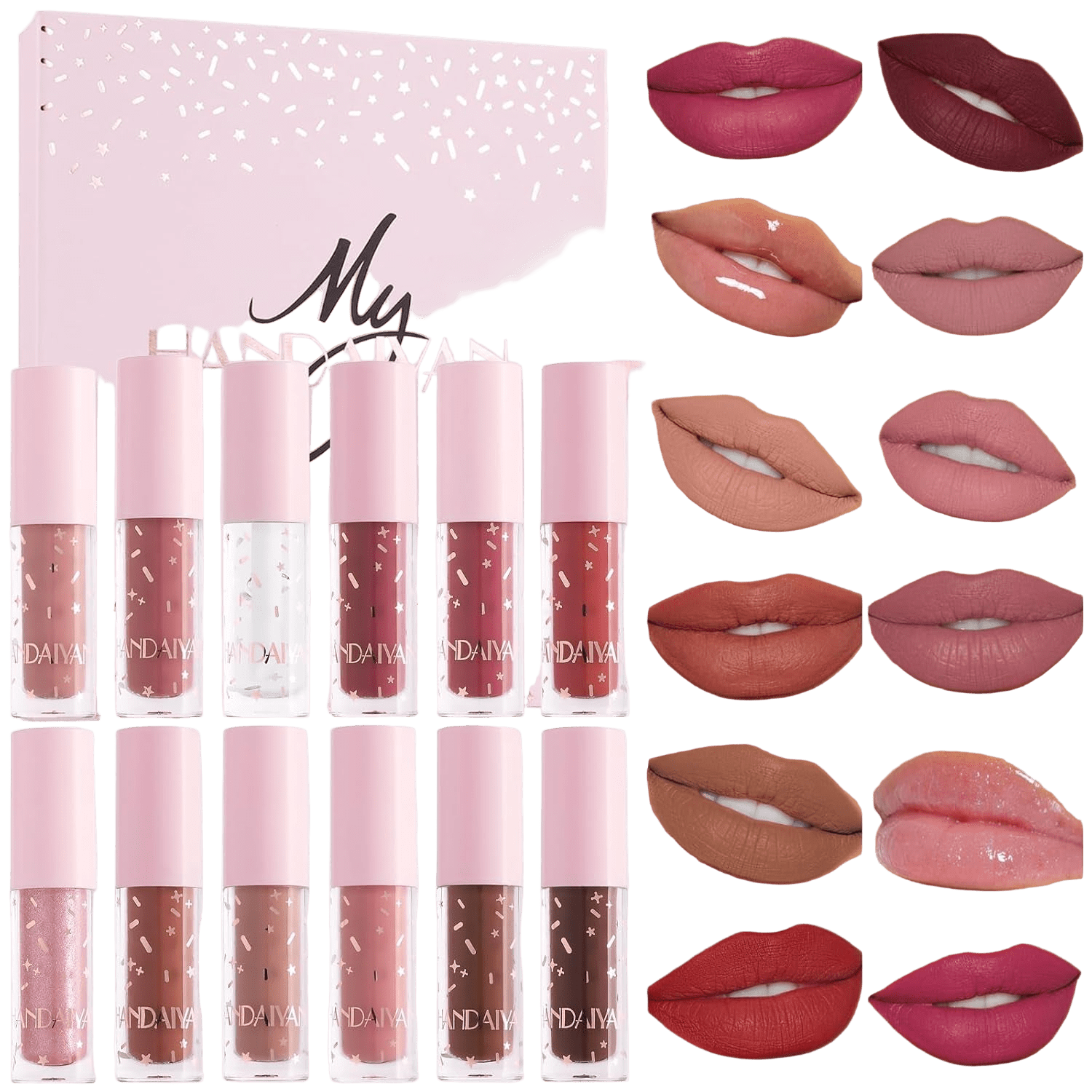 12-Shade Lip Glow Book – Nude &amp; Hydrating