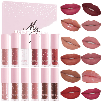 12-Shade Lip Glow Book – Nude &amp; Hydrating