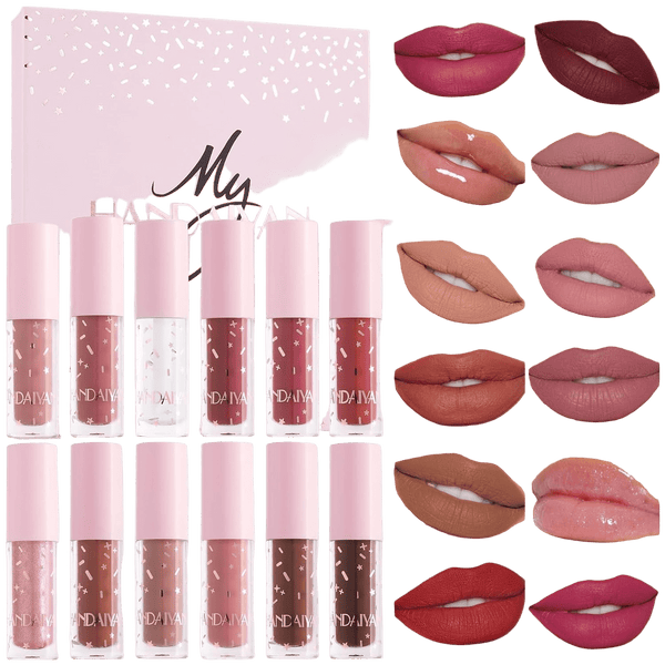 12-Shade Lip Glow Book – Nude & Hydrating