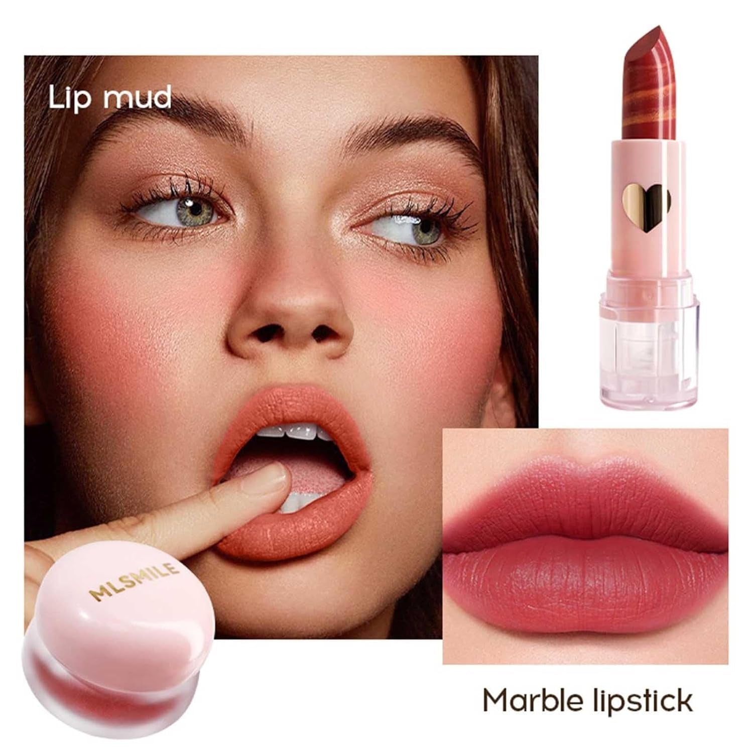 Makeup Kits for Teen Girls,Lipstick, Contour Stick, Highlighter Stick, Eye Shadow, Lip Mud, 2-In-1 Eyebrow Pencil, Foundation Stick, Mascara and Hair Tie,R Makeup Gift Set for Women（Cosmetic Bag）